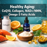 Healthy Aging: CoQ10, Collagen, NAD+/NMN, Omega-3 fatty acids.